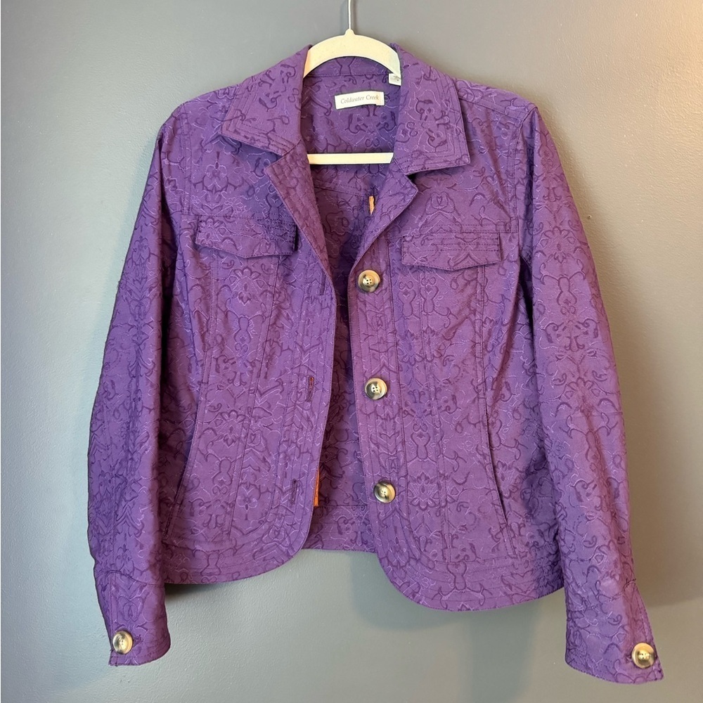 Coldwater Creek Purple Blazer. Size 8. Beautiful floral print.
